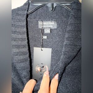 S. Christina Black Cashmere Cardigan/ pant set (large /xl)